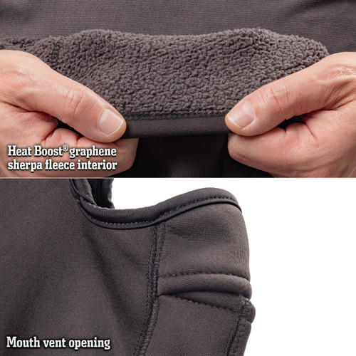 Black men's balaclava with mouth vent opening and Heat Boost graphene sherpa
