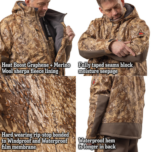 Men's Huron Heavyweight Heat Boost Merino Wool Waterfowl Jacket Obrys