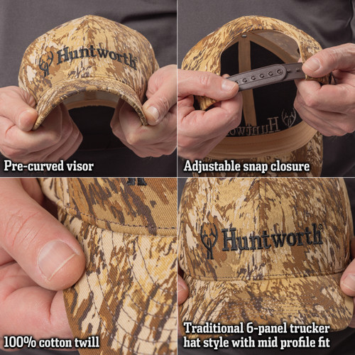 Cotton Twill adjustable snap back hunting cap with pre-curved visor