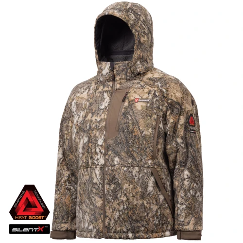 Halifax ultra quiet hunting jacket with a Berber fleece exterior and Heat Boost graphene fleece interior. Made 100% windproof.