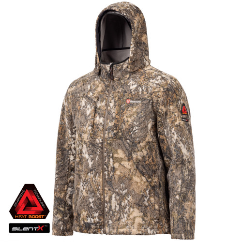 Men's warm berber fleece jacket with Heat Boost technology for warmth.