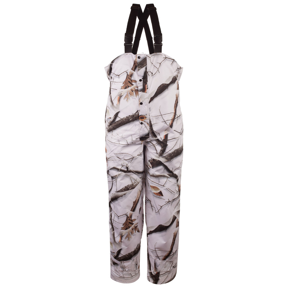 Men's Snow Camo Waterproof Uninsulated Bib Overalls Huntworth Gear