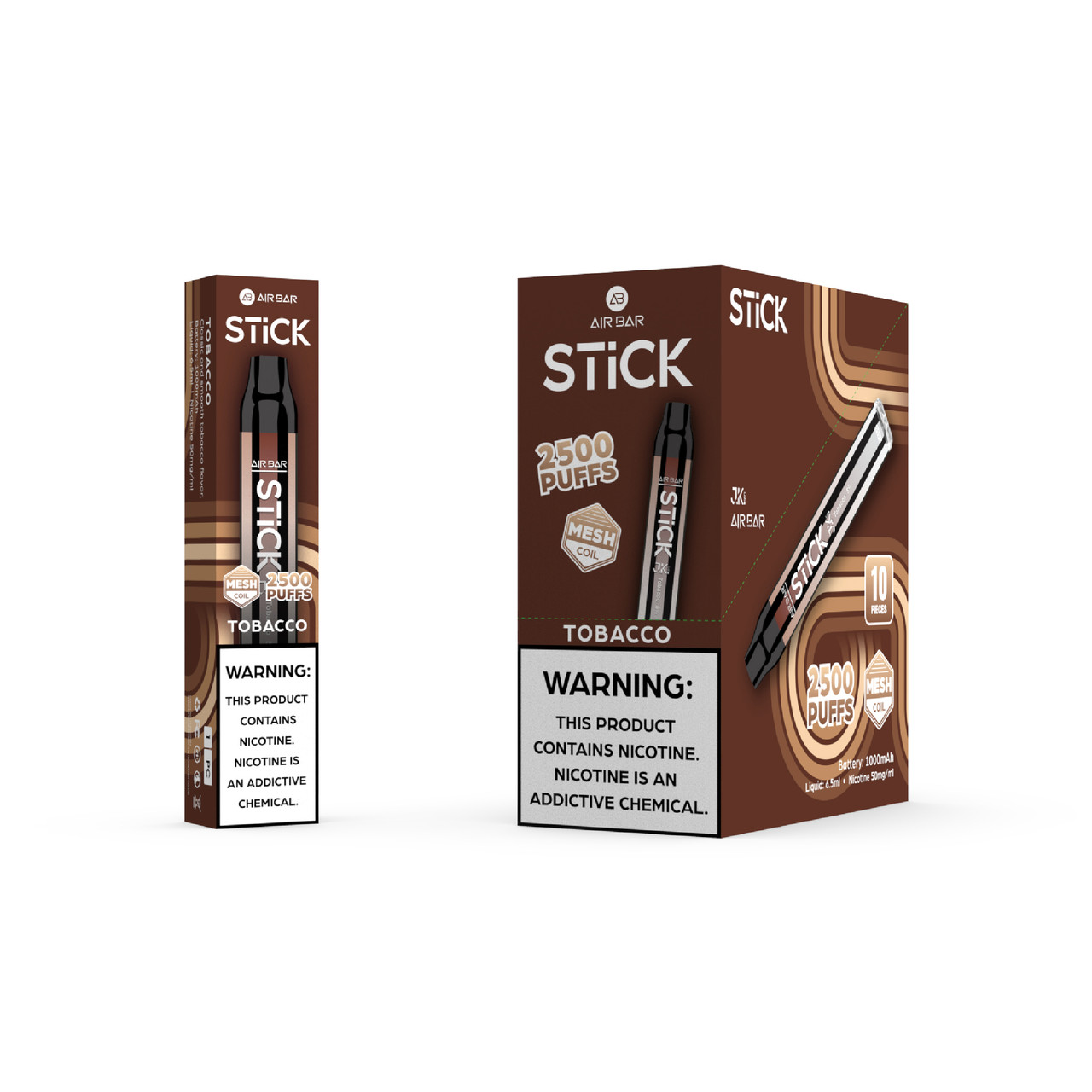 AIRBAR STICK 2500 PUFFS 10CT - TOBACCO