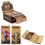 G-Rollz Banksy's Graffiti Unbleached Extra Thin King Size Rolling Papers + Tips & Tray (16 Count Display) - Design Set 3