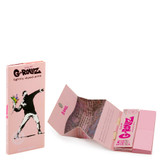 G-Rollz Banksy's Graffiti Lightly Died Pink King Size Rolling Papers + Tips & Tray (16 Count Display) - Design Set 2