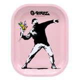 G-Rollz Banksy's Graffiti Small Rolling Tray (Single Unit) - Flower Thrower Pink