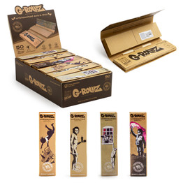 G-Rollz Banksy's Graffiti Unbleached Extra Thin King Size Rolling Papers + Tips (24 Count Display)