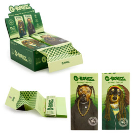 G-Rollz Pets Rock Duo Organic Green Hemp King Size Rolling Papers + Tips & Tray (16 Count Display)