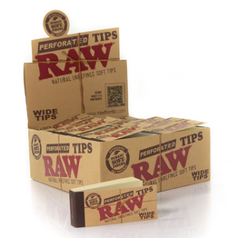 RAW Perforated Wide Rolling Tips (Display)