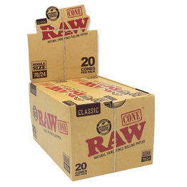 RAW Classic Single Wide Pre-Rolled Cones (Display) - 70/24