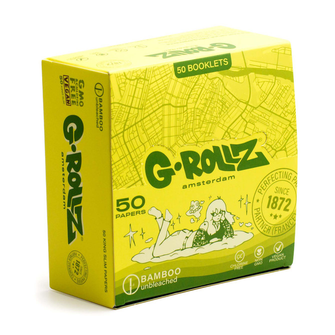 G-Rollz King Size Bamboo Unbleached  Rolling Papers (50 Count Display)