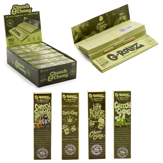 G-Rollz Cheech & Chong Medicago Sativa Extra Thin King Size Rolling Papers + Tips (24 Count Display)