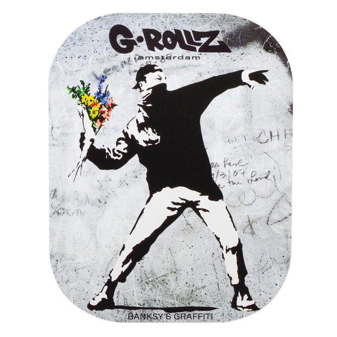 G-Rollz Banksy's Graffiti Magnet Cover for Small Rolling Tray (Single Unit) - Flower Thrower
