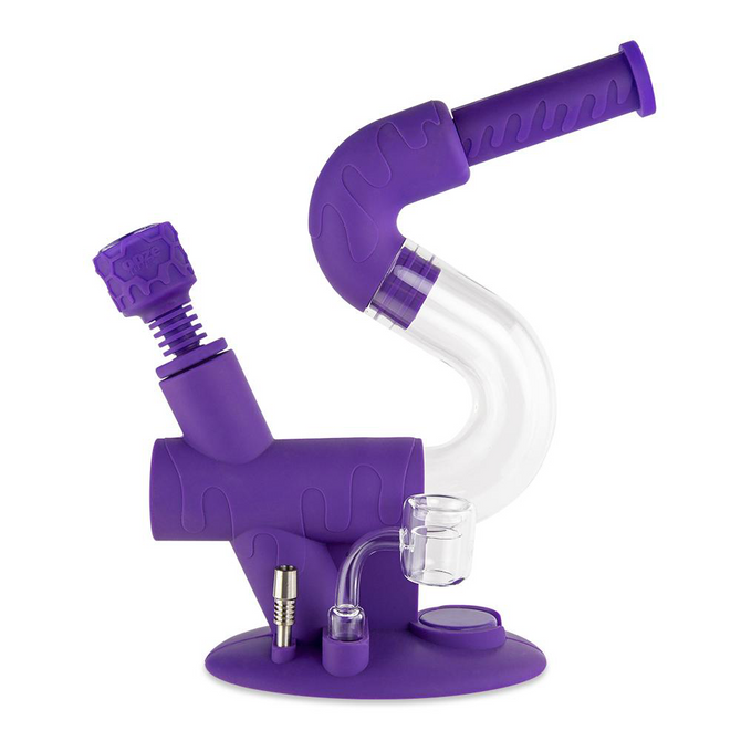 Ooze Swerve Silicone Water Pipe & Nectar Collector (Single Unit) - Ultra Purple