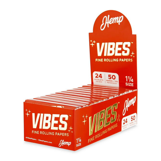 Vibes 1¼ Rolling Papers + Tips (Display) - Hemp