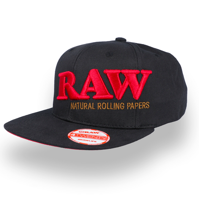 RAW Flat Snapback Black Adjustable Poker Hat (Single Unit)