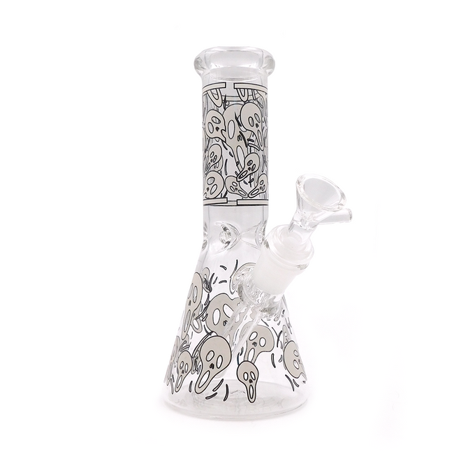 Glow In The Dark Skulls 9" Glass Water Pipe (Single Unit)