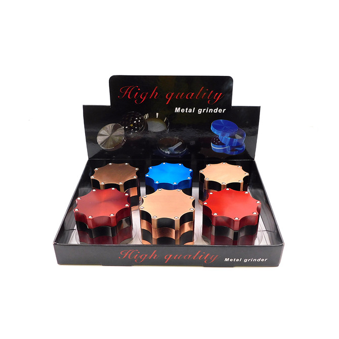 Gear Shaped Manual Metal Grinder (Assorted Colors)(Display of 6)