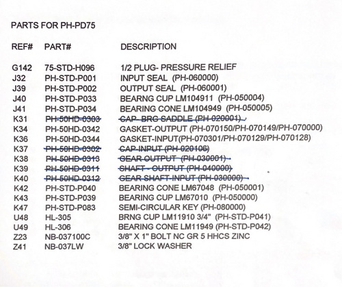 PH-PD75 Parts Diagram