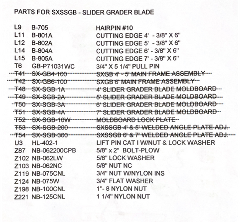 SXSSGB6 Parts Diagram