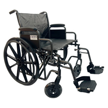 Dalton 22"Heavy duty wide wheelchair with detachable arm, leg rests and dual axle, Weight limit:350Lbs