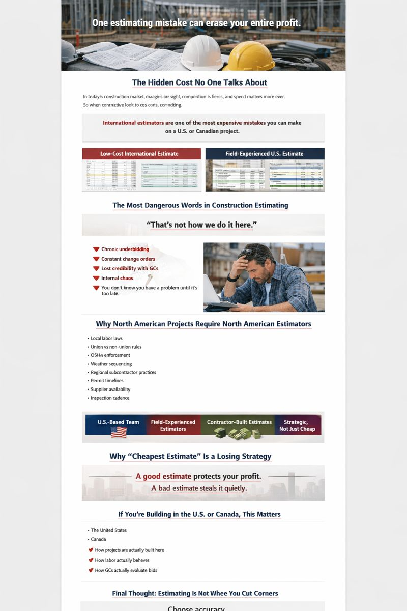 The Fatal Mistake of Hiring International Estimators for U.S. & Canadian Construction Projects