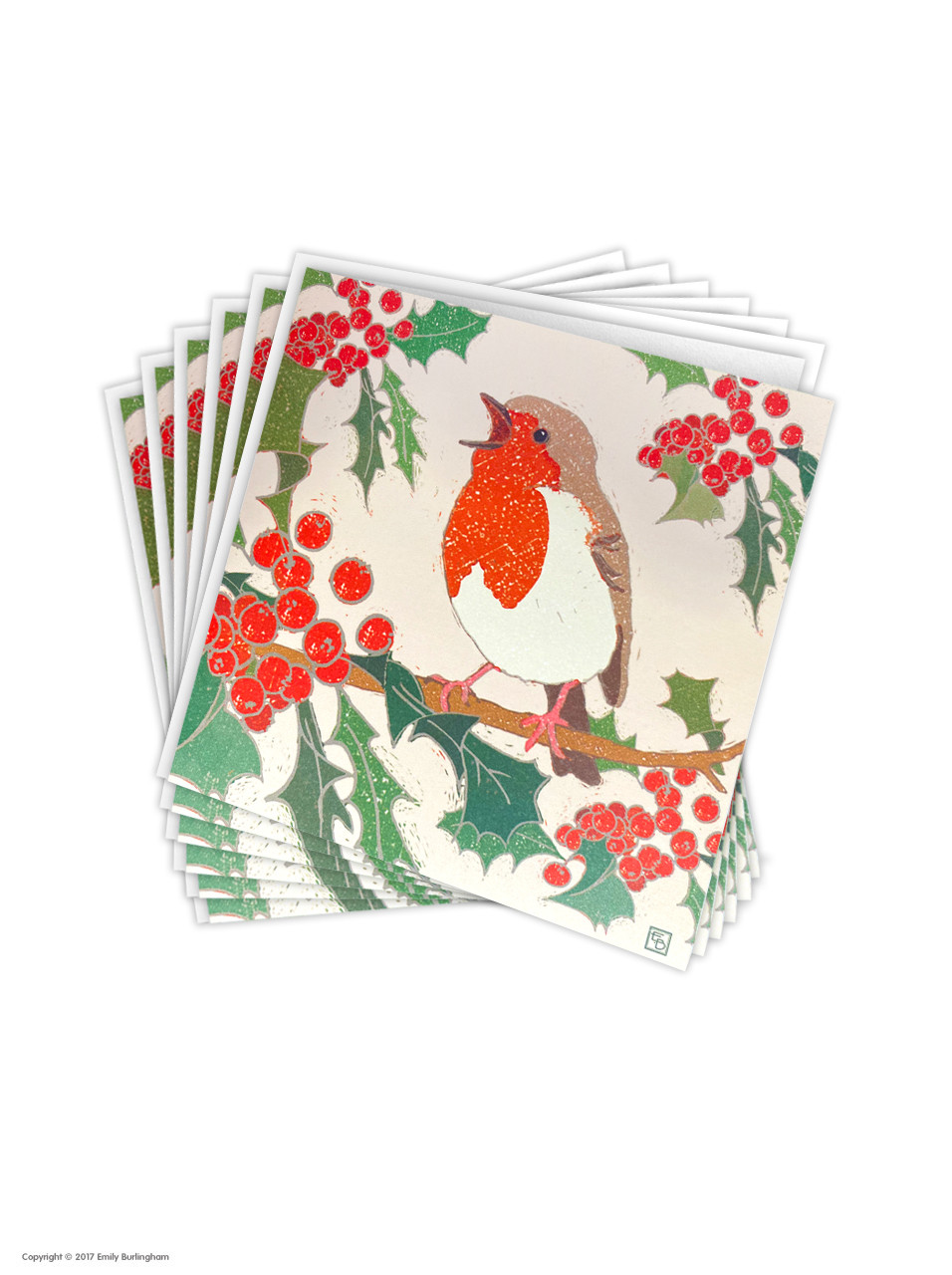Christmas Card Pack Of 6 'Singing Robin' Xmas Cards By Emily Burningham ...