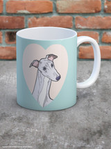 Dog Themed Gift - Cute Greyhound Heart Mug - UNBOXED - By Fran Hooper