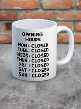Funny Boxed Mug Opening Hours By David Shrigley