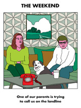 Funny Birthday Card Weekend Parents On Landline By Modern Toss