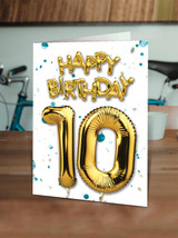 10th Birthday Card - Age 10 Balloon Blue