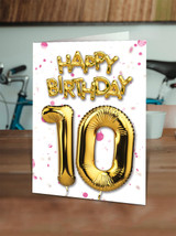 10th Birthday Card - Age 10 Balloon Pink
