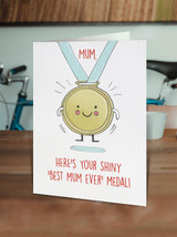 Cute Birthday/Mother's Day Card Best Mum Ever Medal