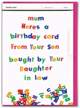 Funny Mum Birthday Card Bought By Daughter In Law