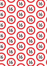 Age Gift Wrap - 16th Birthday Wrapping Paper (Warning) By Brainbox Candy