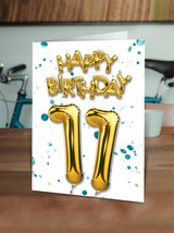 11th Birthday Card - Age 11 Balloon Blue