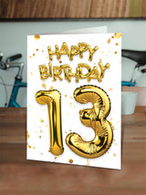 13th Birthday Card - Age 13 Balloon Gold By Brainbox Candy