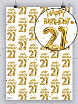 Age Gift Wrap - 21st Birthday Wrapping Paper White Gold Balloon