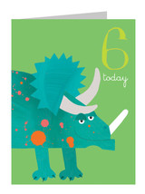 Cute 6th Birthday Card - Age 6 Dinosaur By Kali Stileman