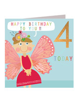 Cute 4th Birthday Card - Age 4 Butterfly Dress Up By Kali Stileman