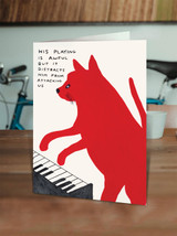 Funny David Shrigley Piano Playing Cat Birthday Card