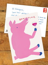 Beaujolais Pig David Shrigley Postcard