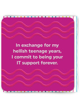 Funny Embossed Mother's Day Card IT Support By Brainbox Candy