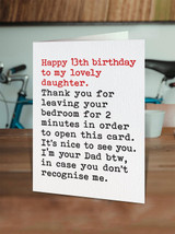 Funny Daughter 13th Birthday Card From Dad