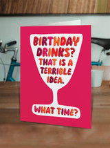 Funny  Birthday Drinks Embossed Birthday Card
