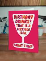 Funny  Birthday Drinks Embossed Birthday Card