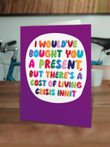 Funny Cost Of Living Embossed  Birthday Card