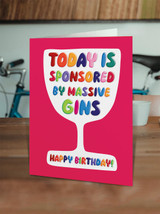 Funny Massive Gins Embossed Birthday Card