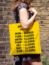 Funny Tote Bag - Opening Hours By David Shrigley