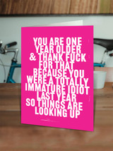 Rude One Year Older Birthday Card By Real Hackney Dave